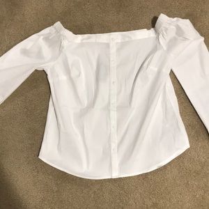 NWTO Express White Off Shoulder Button Up